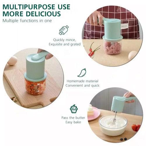 NTEXCA 2 in 1 Electric Wireless Food Processor Mixer, Garlic Chopper Masher Egg Whisk Beater (White) - Toytexx NTEXCA 2 in 1 Electric Wireless Food Processor Mixer, Garlic Chopper Masher Egg Whisk Beater (White) - Toytexx